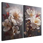 Tablou modular pe pânză Aranjamente florale delicate în nuanțe calde