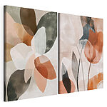 Tablou modular pe pânză Artă florală abstractă în culori delicate