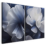 Tablou modular pe pânză - Abstracții florale elegante în nuanțe de albastru