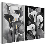 Tablou modular pe pânză Eleganță florală abstractă în alb și negru