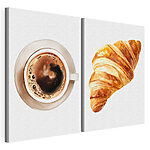 Tablou modular pe pânză Un croissant și o ceașcă de cafea