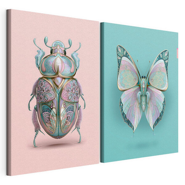 Expoziție artistică de insecte și fluturi Tablou modular pe pânză Expoziție artistică de insecte și fluturi